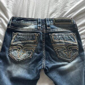Rock Revival Cara Crop Jeans Size 25 Women’s Distressed Stretch Embellished Flap